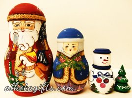 10,5 cm Santa Ded Moros handgemalt Russland  neu Matroschka 5tlg 